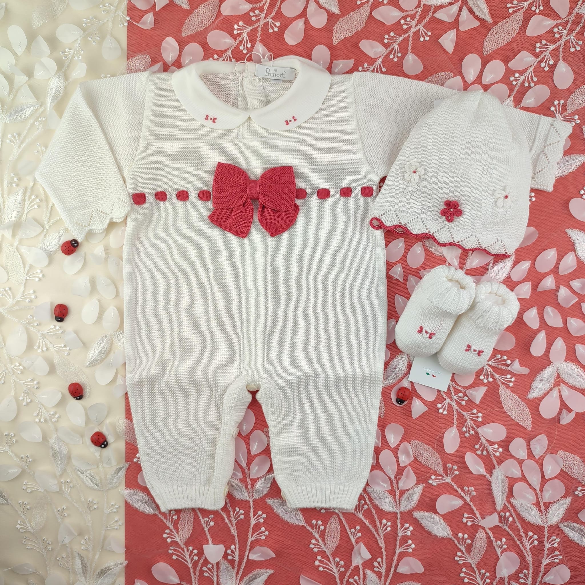 Mini set cotone fiocco corallo